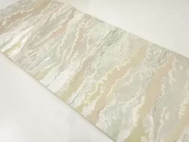 服部織物製　京風景模様織出し袋帯